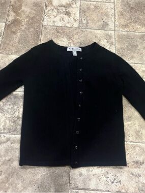 Vintage Priscilla Luxury Black CASHMERE Cardigan Petite Small